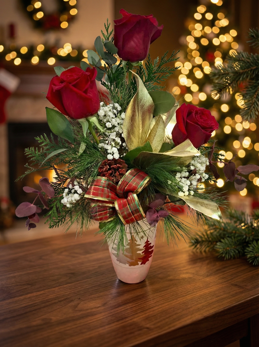 Christmas arrangement with roses