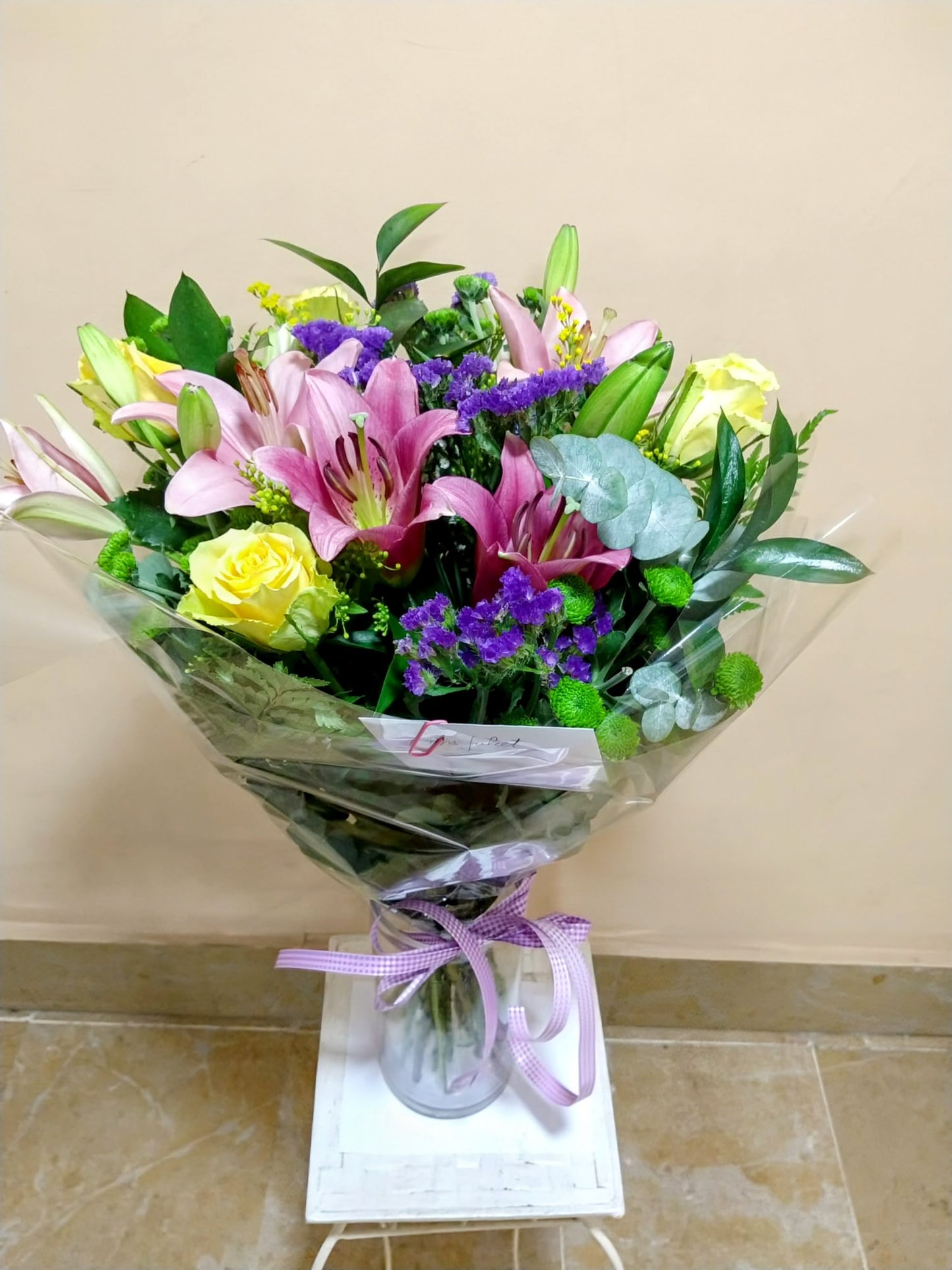 Spring bouquet with Lilies and Roses